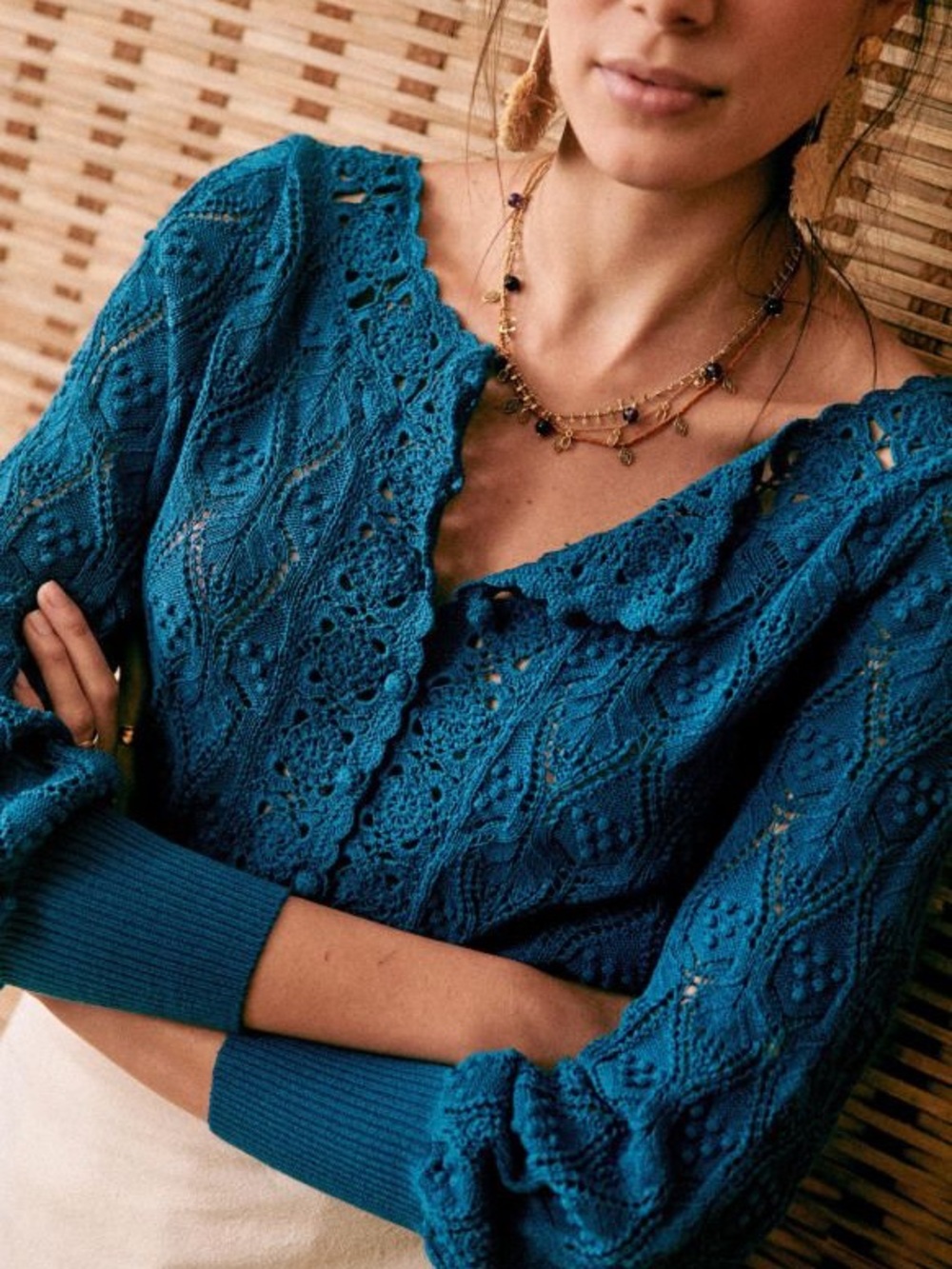 Sézane Anika jumper in peacock blue - Picture 3 of 8